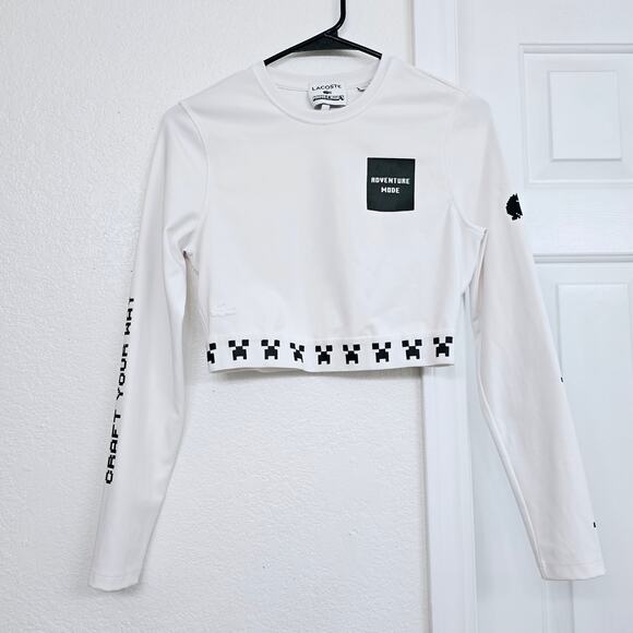 Lacoste Tops - Lacoste x Minecraft White Cropped T-Shirt Size S 38 Gamer Streetwear Collab